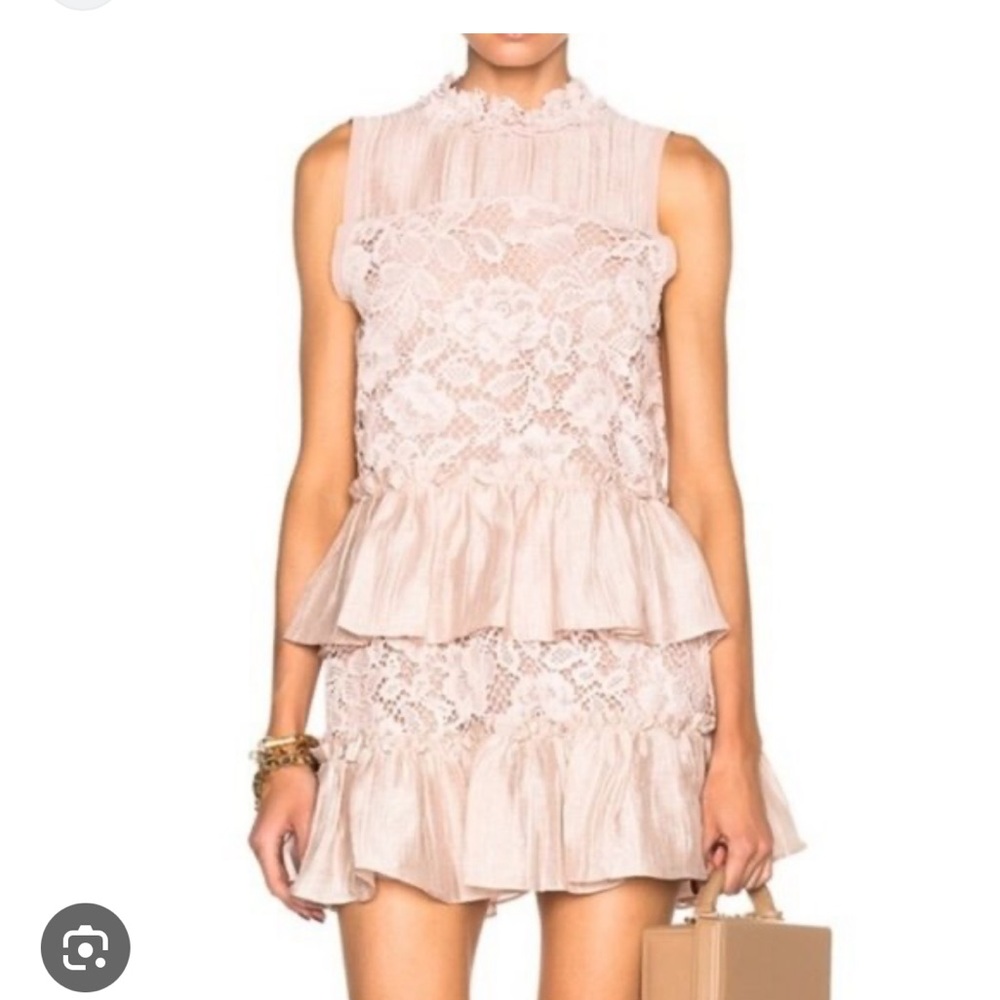 Alexis Pink Lace Ruffle Dress